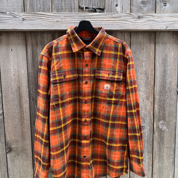 Carhartt Men's Flannel Long-Sleeve Plaid Shirt Size Medium - Picture 4 of 11